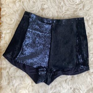 Silence + Noise Disco Inferno Navy Sequin Shorts